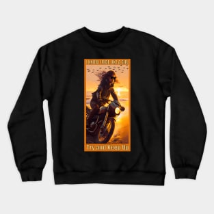 Girl on a Motorcycle by the Ocean Crewneck Sweatshirt